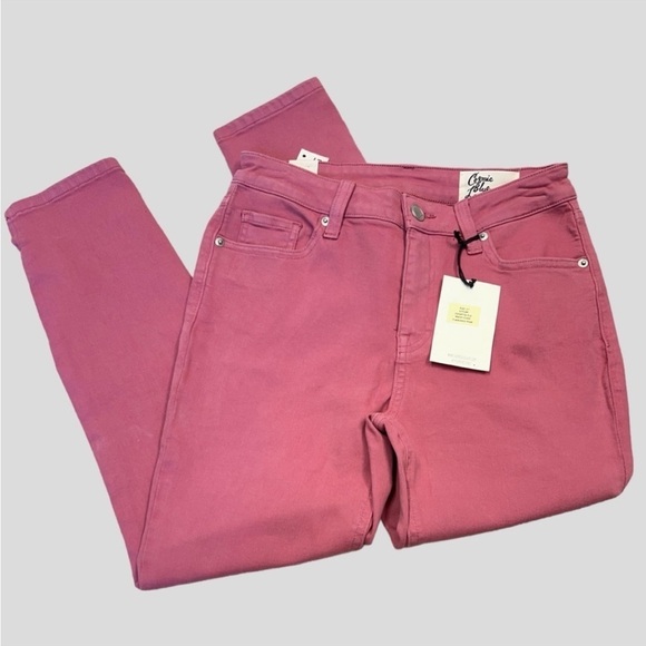 COSMIC BLUE LOVE Pink Flamingo Denim Jeans Stretch Skinny Split Cuffs Size 27P - Picture 7 of 14